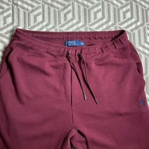 Polo Ralph Lauren Joggers Men Medium Burgundy Maroon Double Knit Pony Sweatpants